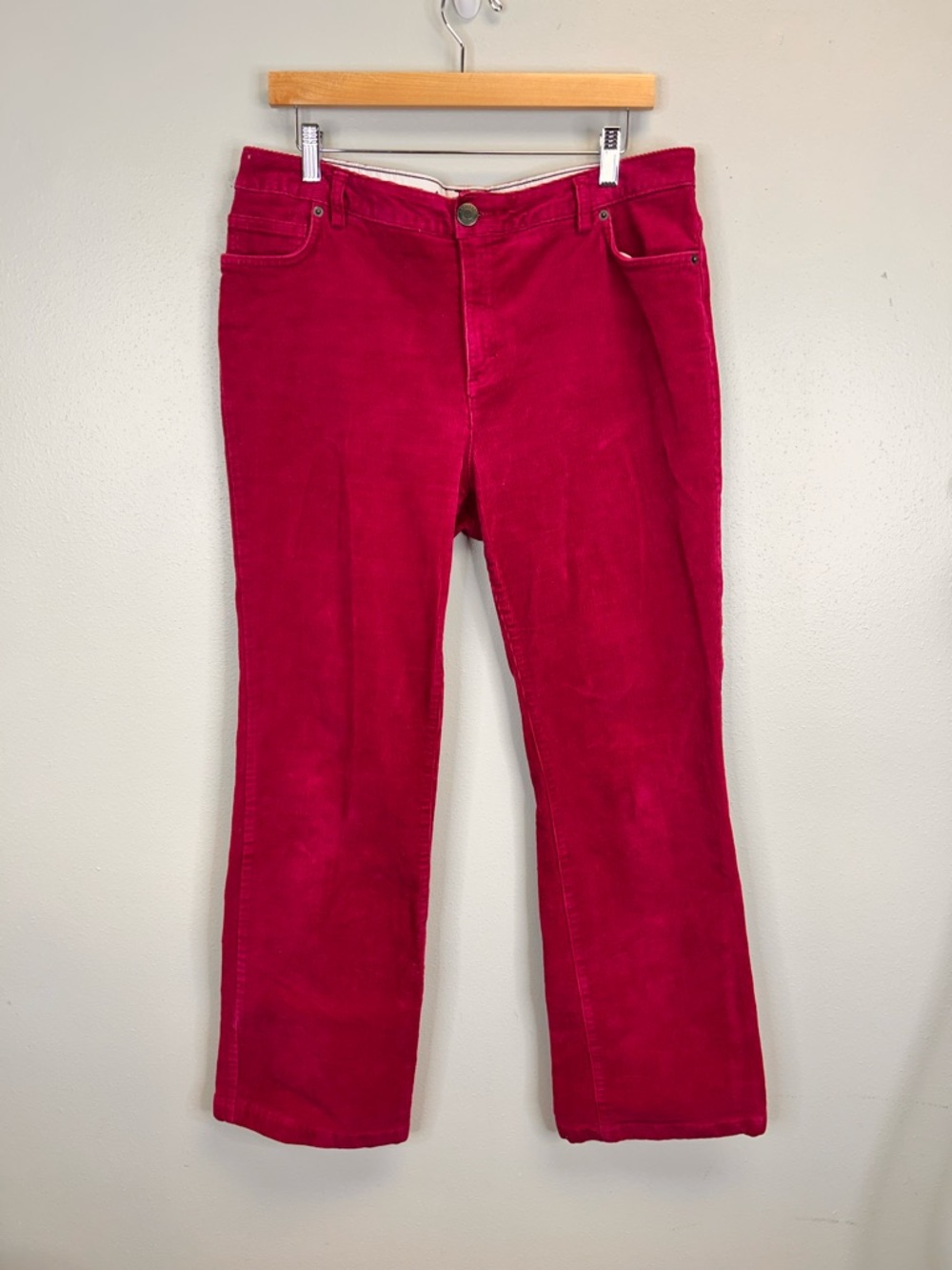 Lands' End Fuchsia Raspberry Boot Cut Corduroy Jeans Size 12 Boho Funky Festival